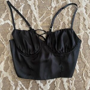 Black Satin Bustier Top